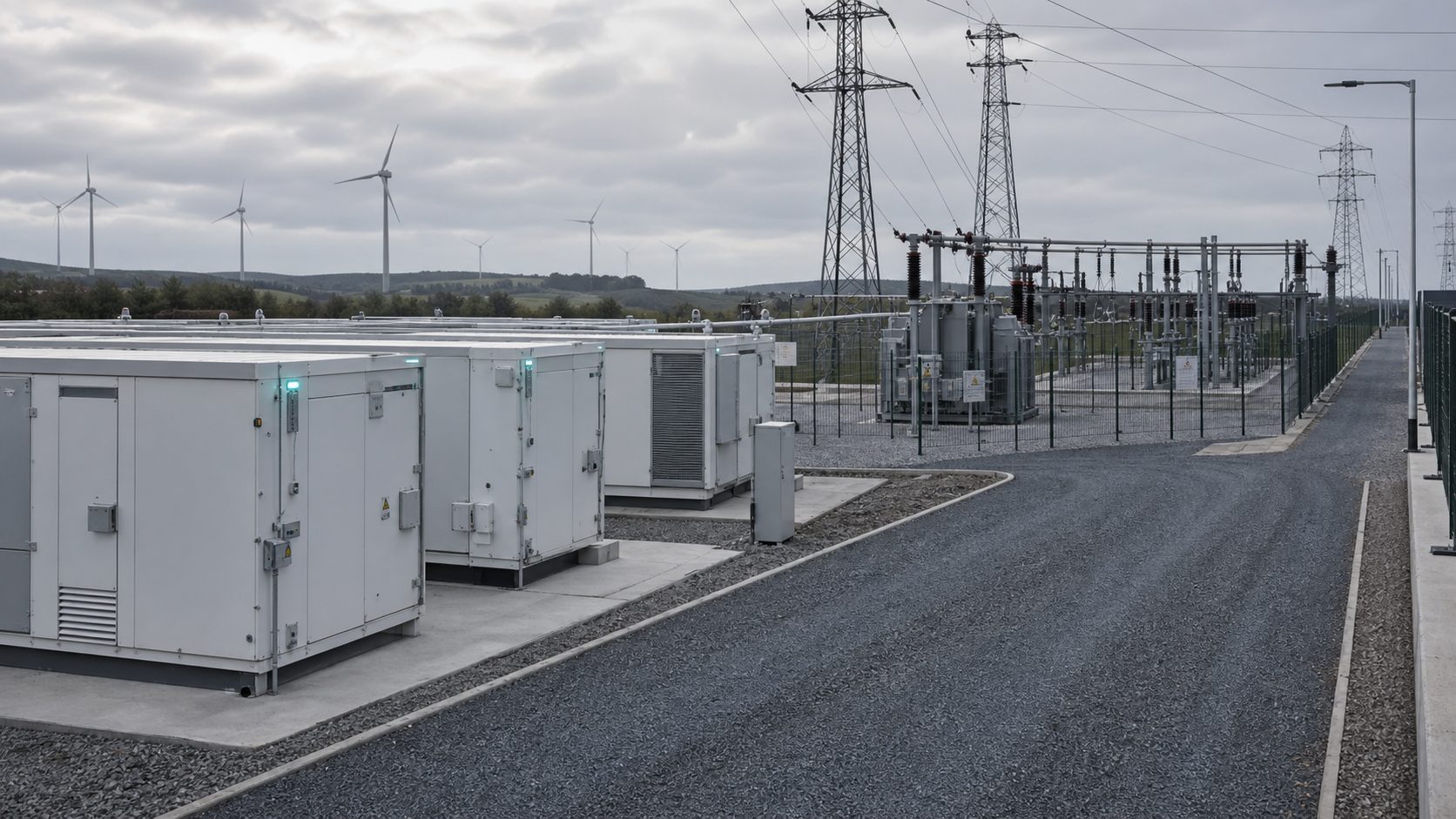 Digital infrastructure visualization with power grid, substation and energy project